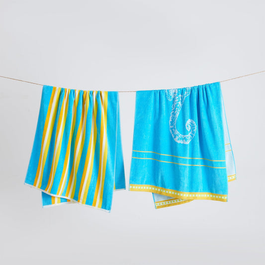 100% Cotton Jacquard Beach Towels 2-Pack - Playa Collection, 30" x 60"