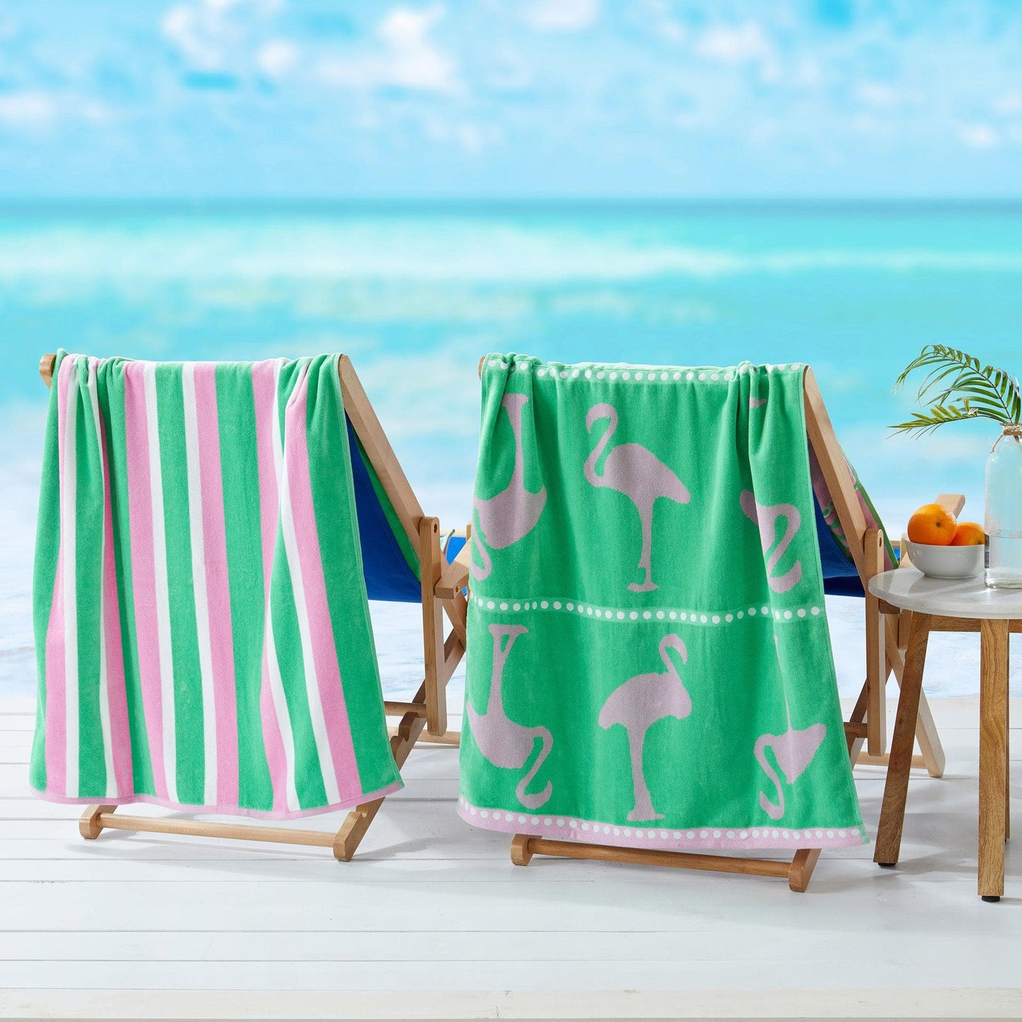 100% Cotton Jacquard Beach Towels 2-Pack - Playa Collection, 30" x 60"