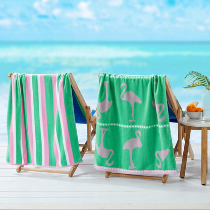 100% Cotton Jacquard Beach Towels 2-Pack - Playa Collection, 30" x 60"