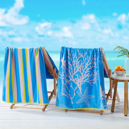 100% Cotton Jacquard Beach Towels 2-Pack - Playa Collection, 30" x 60"