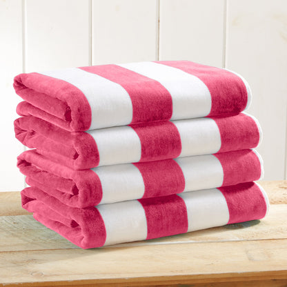 100% Cotton Velour Cabana Stripe Beach Towels - Novia Collection, Great Bay Home