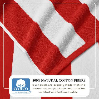 100% Cotton Velour Cabana Stripe Beach Towels - Novia Collection, Great Bay Home