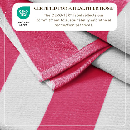 100% Cotton Velour Cabana Stripe Beach Towels - Novia Collection, Great Bay Home