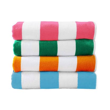 100% Cotton Velour Cabana Stripe Beach Towels - Novia Collection, Great Bay Home