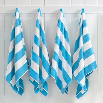 100% Cotton Velour Cabana Stripe Beach Towels - Novia Collection, Great Bay Home