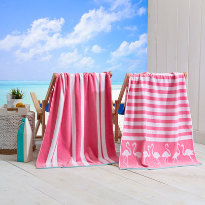 100% Cotton Velour Beach Towels 2-Pack - Maui Collection, 30" x 60"