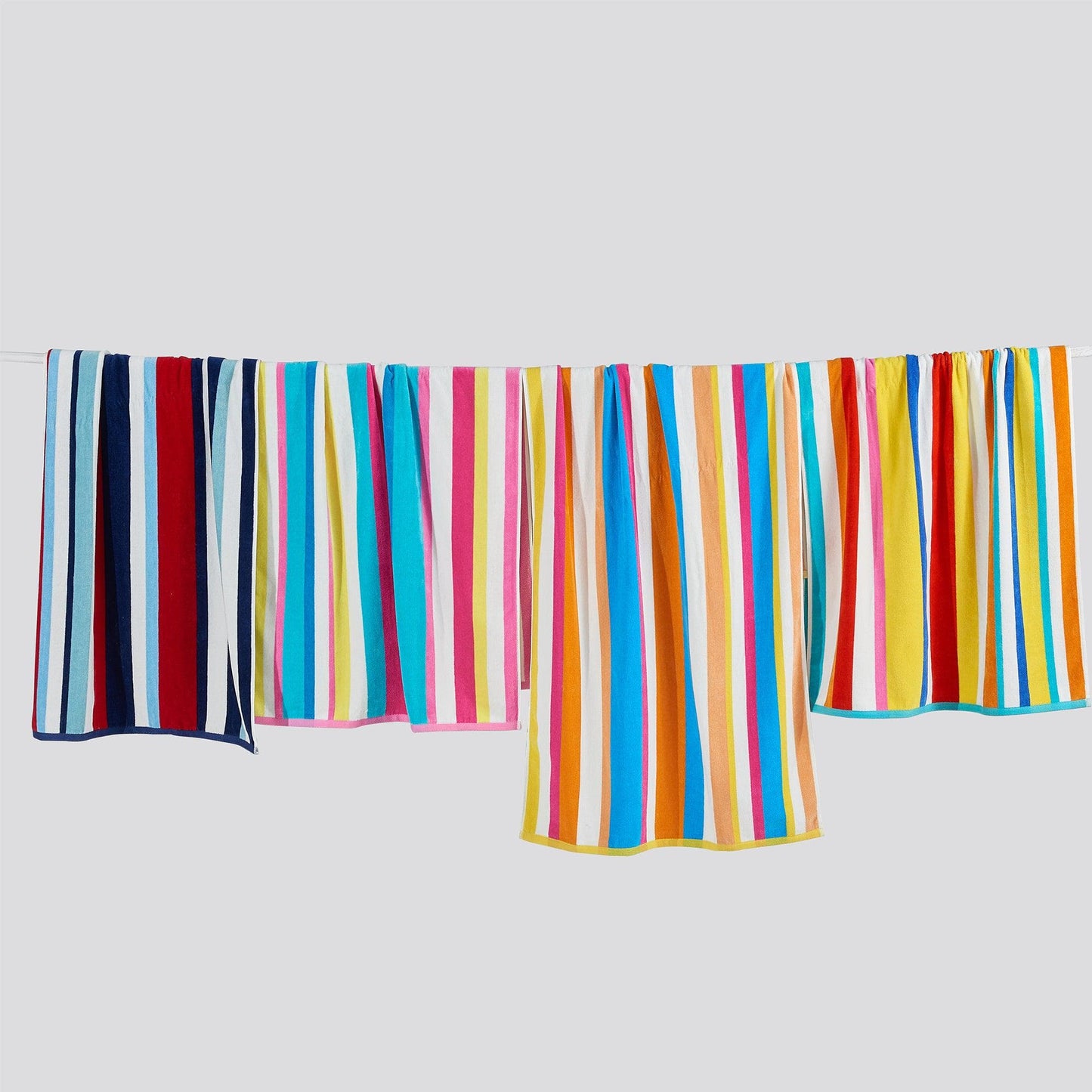 100% Cotton Velour Cabana Stripe Beach Towels - Novia Collection, Great Bay Home