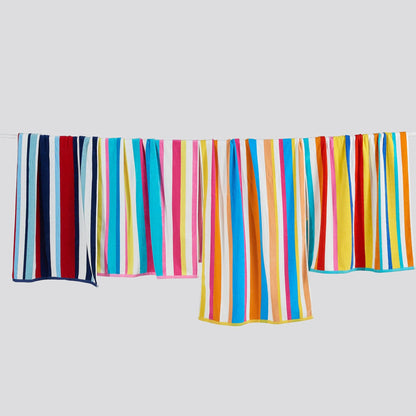 100% Cotton Velour Cabana Stripe Beach Towels - Novia Collection, Great Bay Home