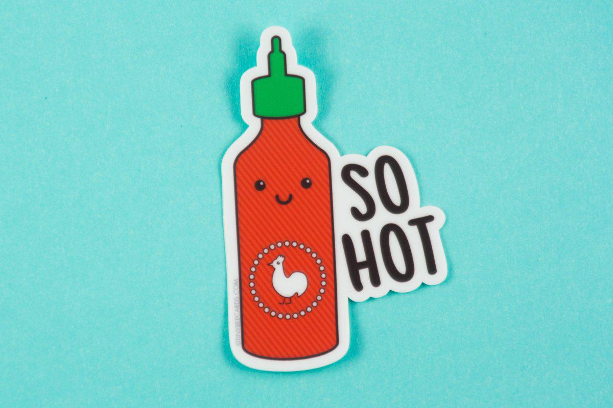 So Hot! Kawaii Sriracha Hot Sauce Pun Vinyl Sticker