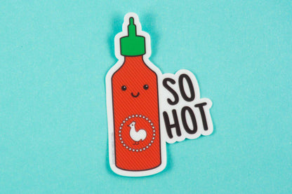 So Hot! Kawaii Sriracha Hot Sauce Pun Vinyl Sticker