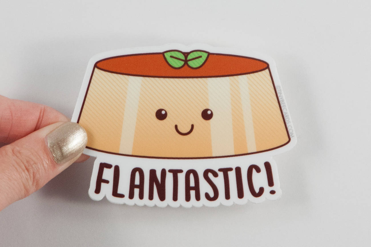 Flantastic! Flan Pun Vinyl Sticker