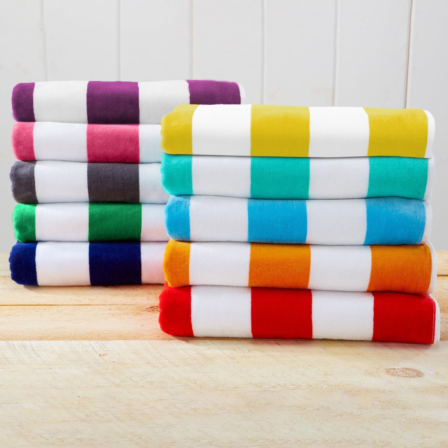 100% Cotton Velour Cabana Stripe Beach Towels - Novia Collection, Great Bay Home