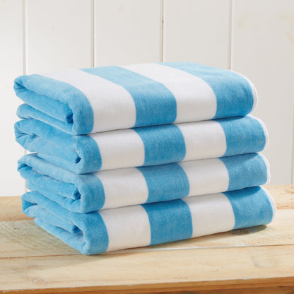 100% Cotton Velour Cabana Stripe Beach Towels - Novia Collection, Great Bay Home
