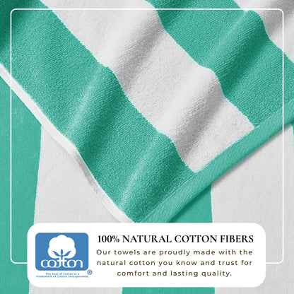 100% Cotton Velour Cabana Stripe Beach Towels - Novia Collection, Great Bay Home
