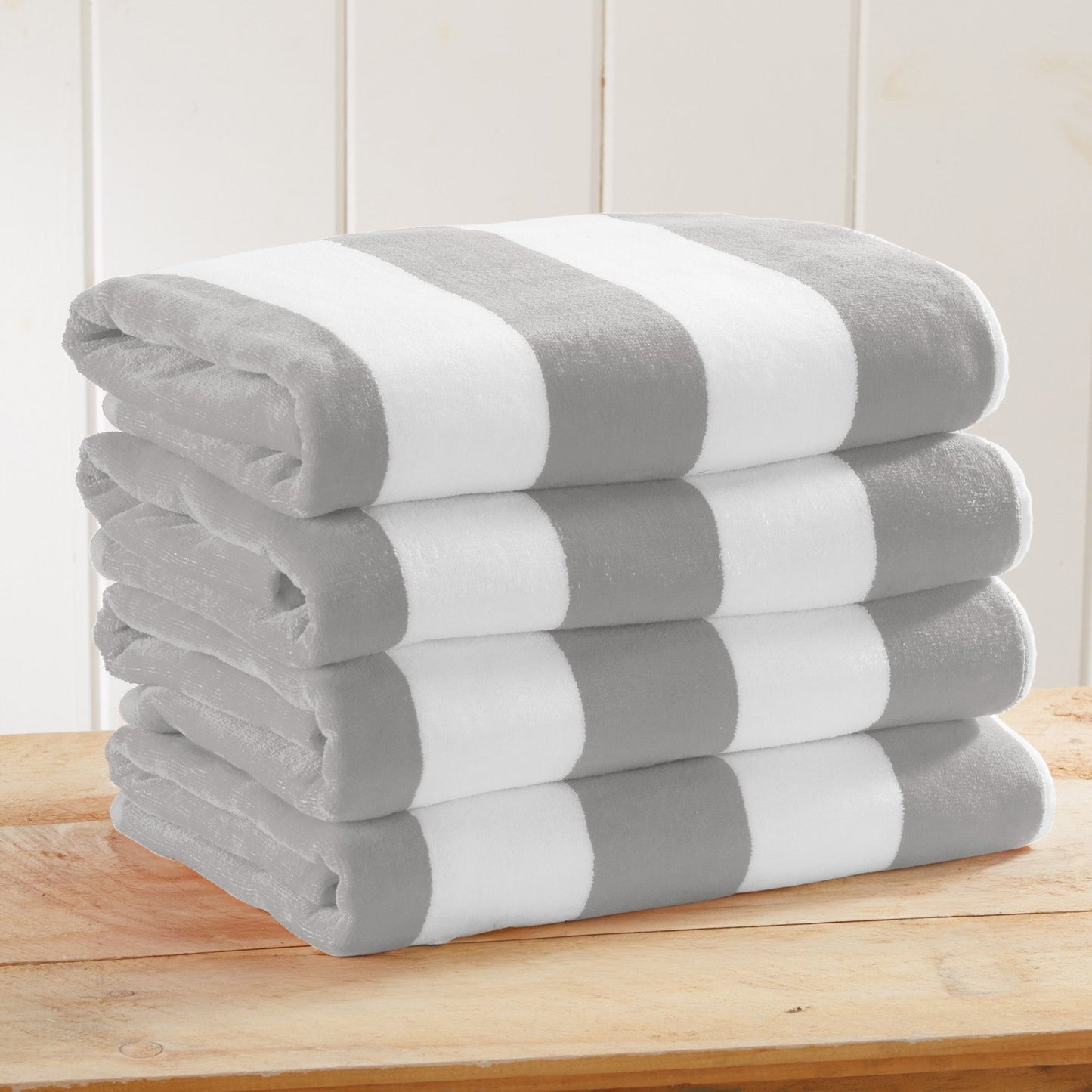 100% Cotton Velour Cabana Stripe Beach Towels - Novia Collection, Great Bay Home