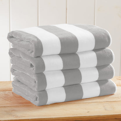 100% Cotton Velour Cabana Stripe Beach Towels - Novia Collection, Great Bay Home