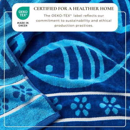 100% Cotton Velour Beach Towels 2-Pack - Maui Collection, 30" x 60"