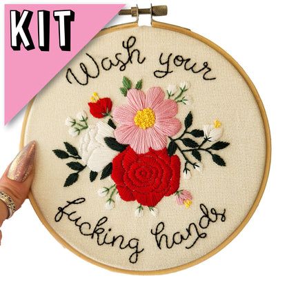 Wash Your F**king Hands 2.0 Beginner Embroidery Kit