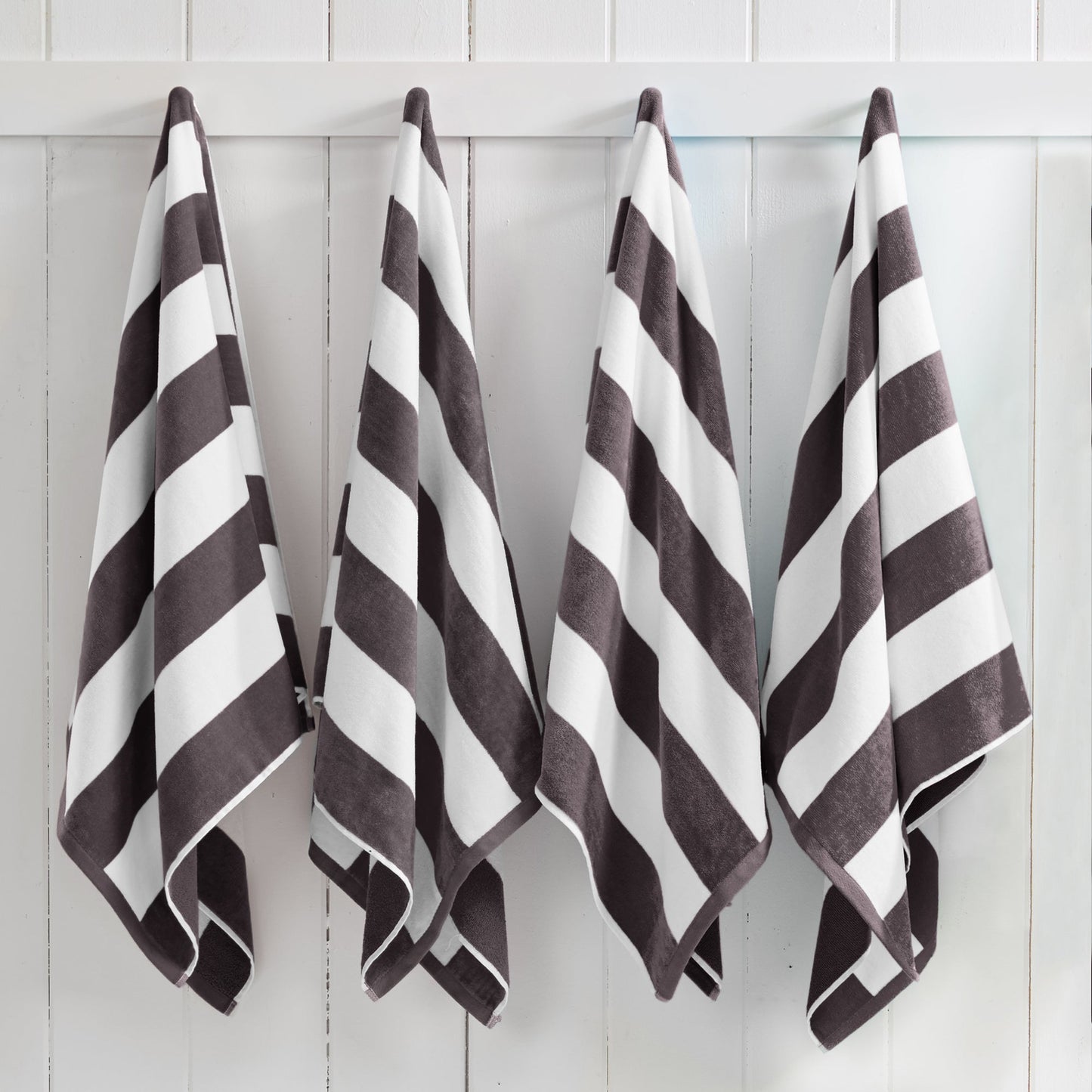 100% Cotton Velour Cabana Stripe Beach Towels - Novia Collection, Great Bay Home