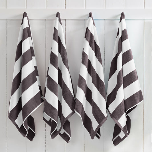 100% Cotton Velour Cabana Stripe Beach Towels - Novia Collection, Great Bay Home