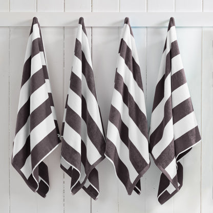 100% Cotton Velour Cabana Stripe Beach Towels - Novia Collection, Great Bay Home