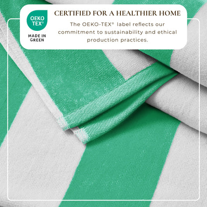 100% Cotton Velour Cabana Stripe Beach Towels - Novia Collection, Great Bay Home