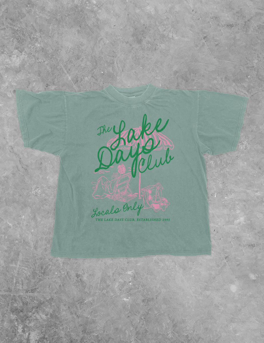 The Lake Days Club Summer Boxy Cotton T-Shirt, 4 Colors, S to 3XL