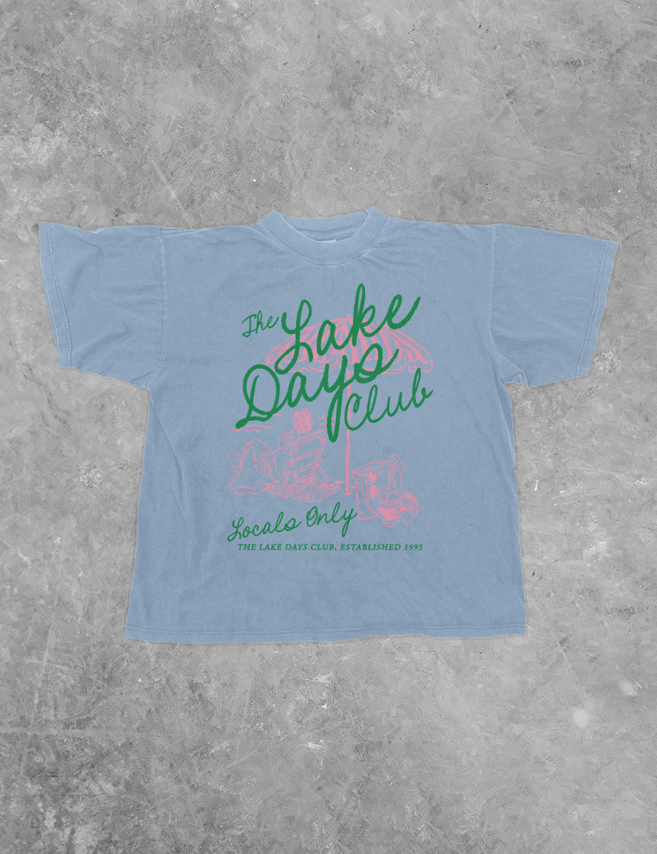 The Lake Days Club Summer Boxy Cotton T-Shirt, 4 Colors, S to 3XL
