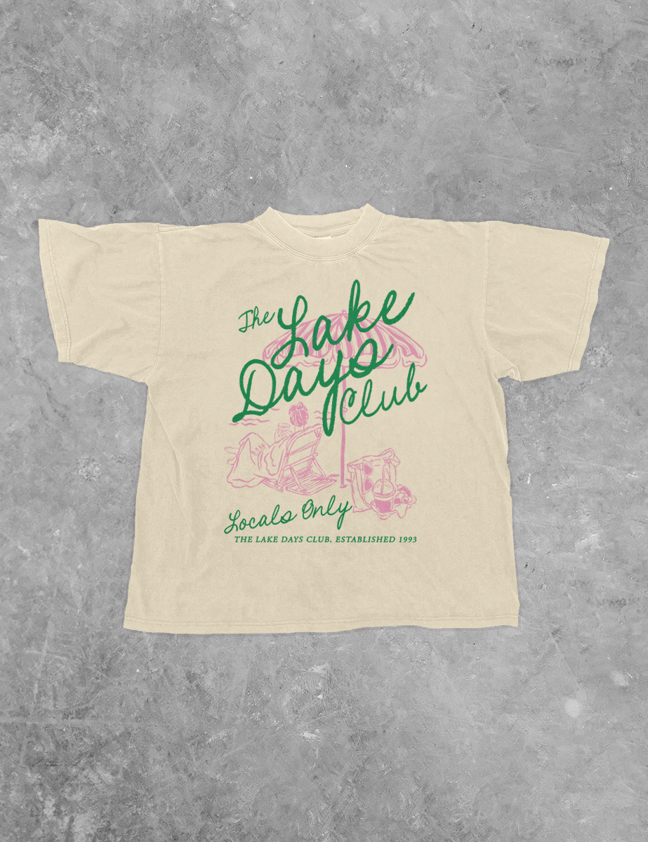 The Lake Days Club Summer Boxy Cotton T-Shirt, 4 Colors, S to 3XL
