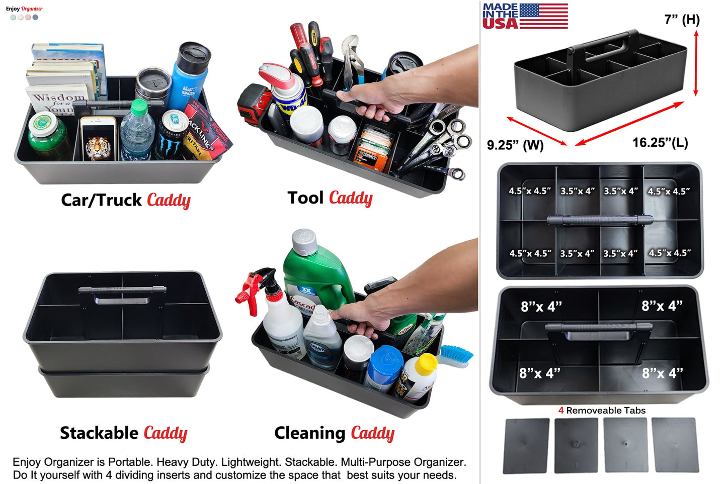 Enjoy Organizer Extra Large Portable Caddy, Made in USA
