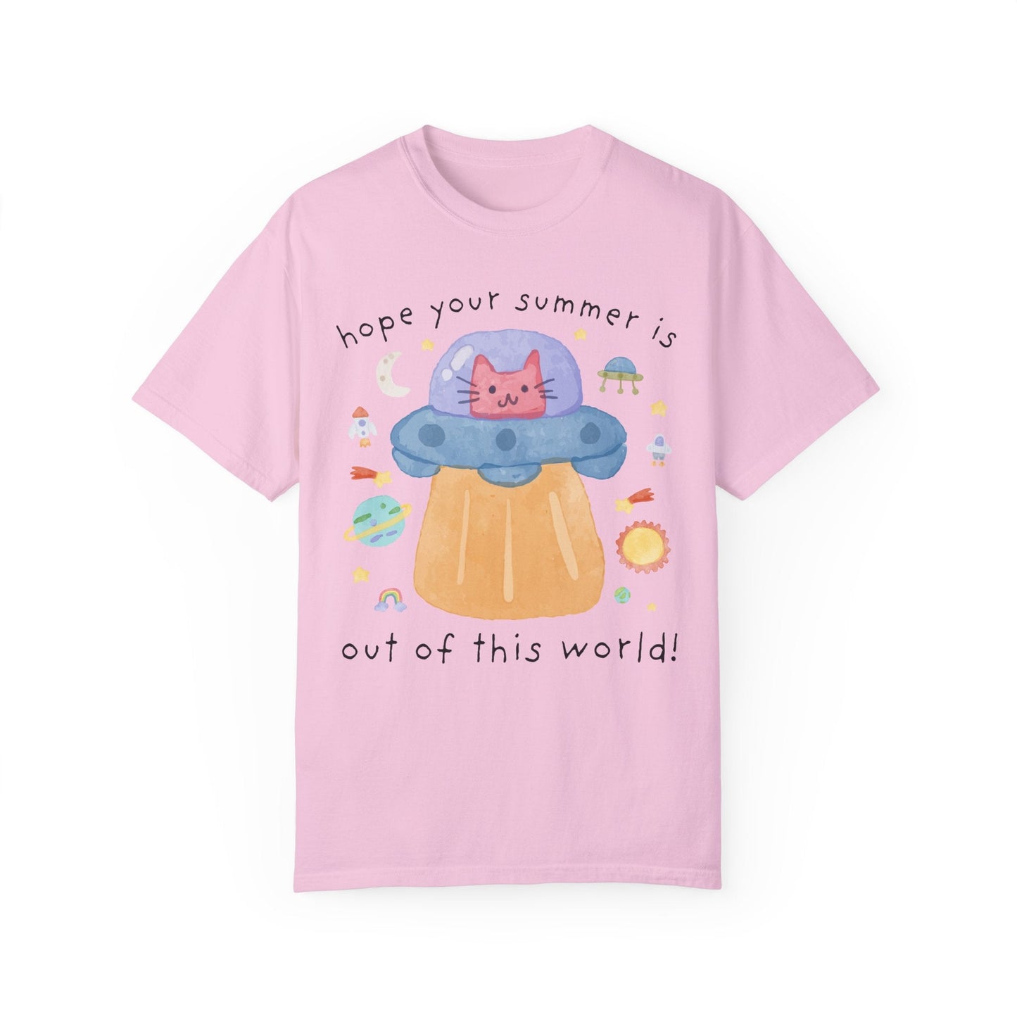Last Day of School Cat Lover T-Shirt - Funny UFO Space Design, Comfort Colors