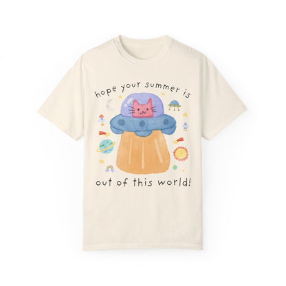 Last Day of School Cat Lover T-Shirt - Funny UFO Space Design, Comfort Colors