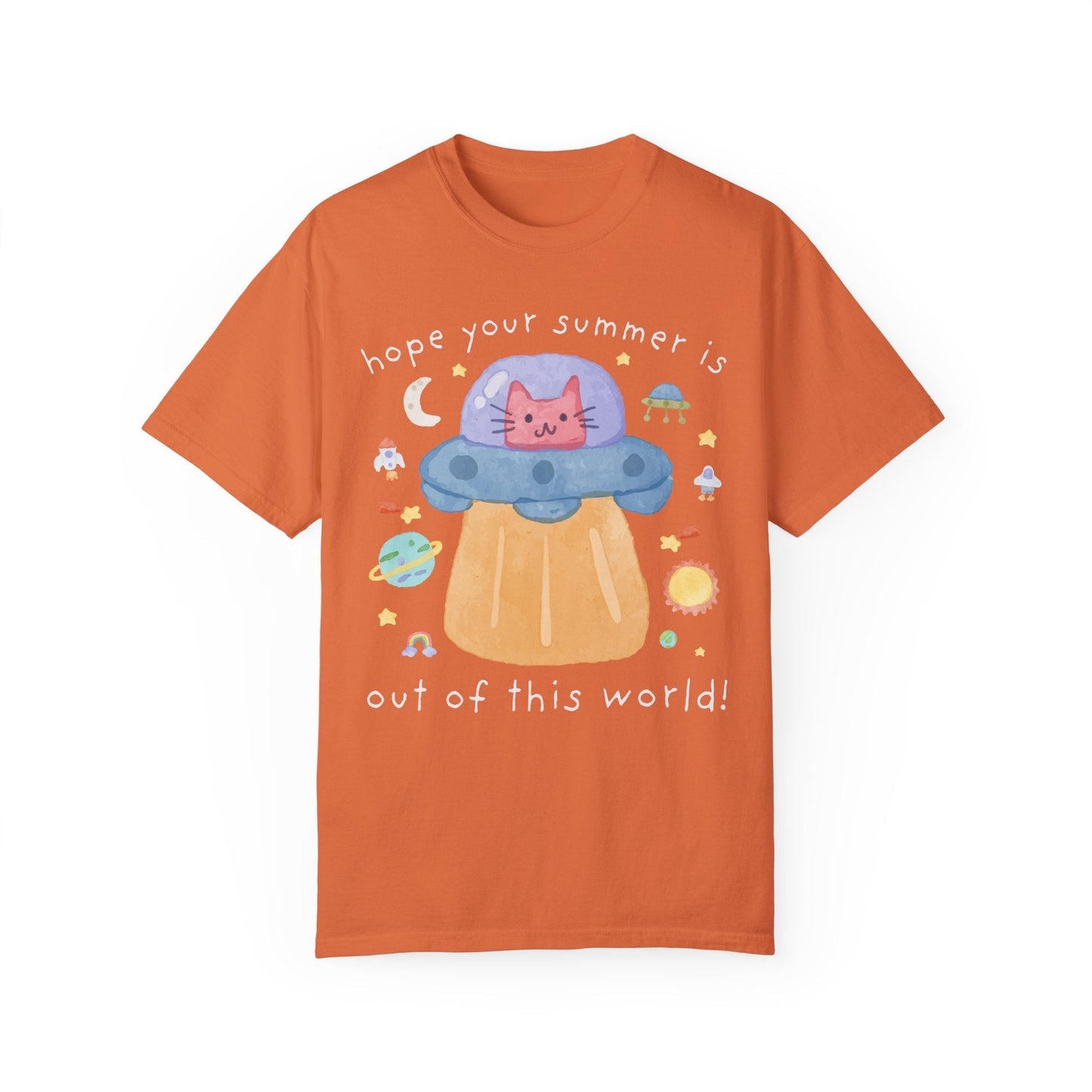 Last Day of School Cat Lover T-Shirt - Funny UFO Space Design, Comfort Colors
