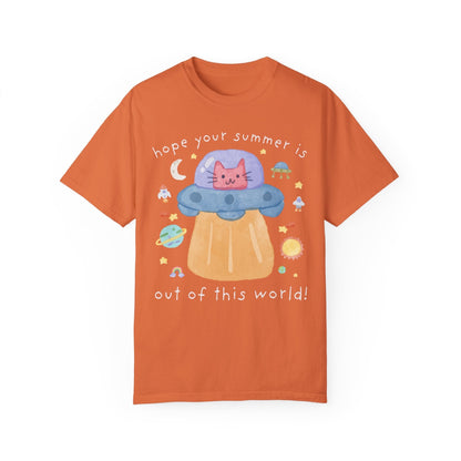 Last Day of School Cat Lover T-Shirt - Funny UFO Space Design, Comfort Colors