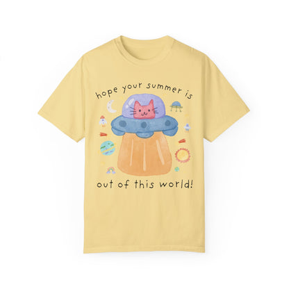 Last Day of School Cat Lover T-Shirt - Funny UFO Space Design, Comfort Colors