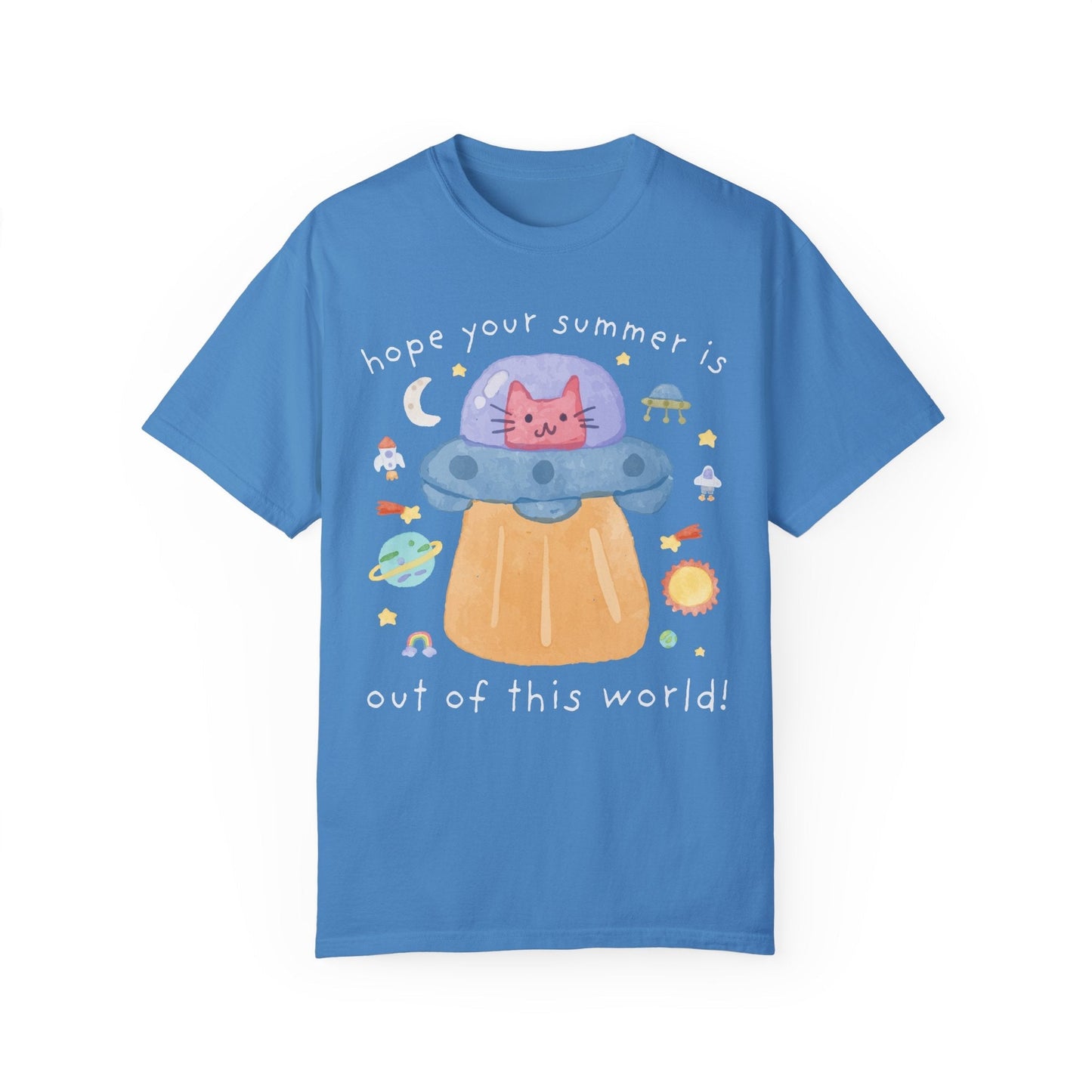 Last Day of School Cat Lover T-Shirt - Funny UFO Space Design, Comfort Colors