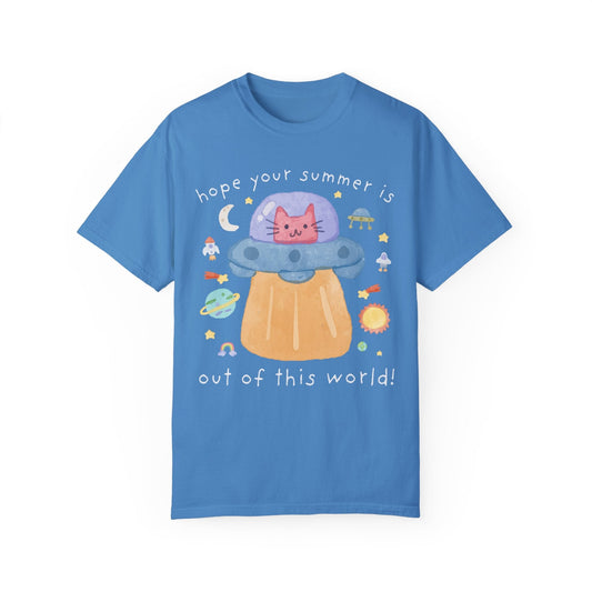 Last Day of School Cat Lover T-Shirt - Funny UFO Space Design, Comfort Colors