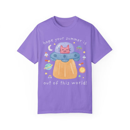 Last Day of School Cat Lover T-Shirt - Funny UFO Space Design, Comfort Colors