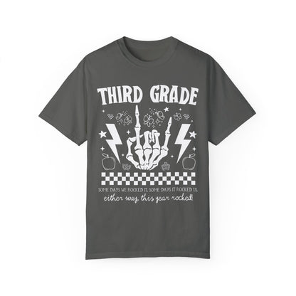 This Year Rocked T-Shirt - Funny Last Day of School Rocker Skeleton Tee for Third Grade Teachers, Comfort Colors