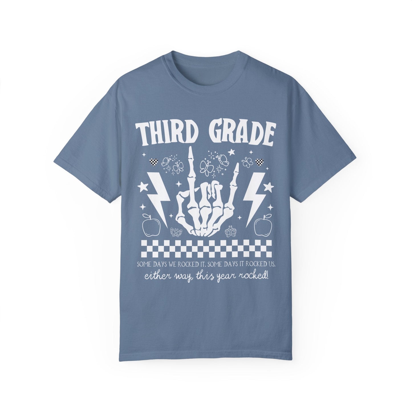 This Year Rocked T-Shirt - Funny Last Day of School Rocker Skeleton Tee for Third Grade Teachers, Comfort Colors