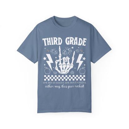 This Year Rocked T-Shirt - Funny Last Day of School Rocker Skeleton Tee for Third Grade Teachers, Comfort Colors