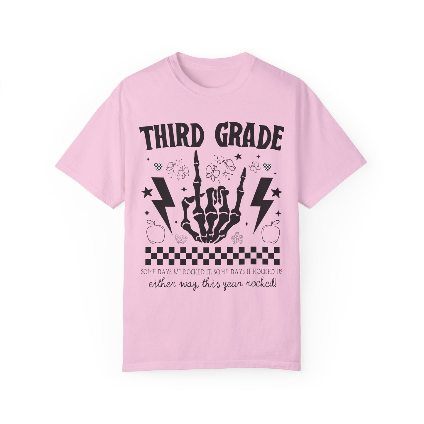 This Year Rocked T-Shirt - Funny Last Day of School Rocker Skeleton Tee for Third Grade Teachers, Comfort Colors