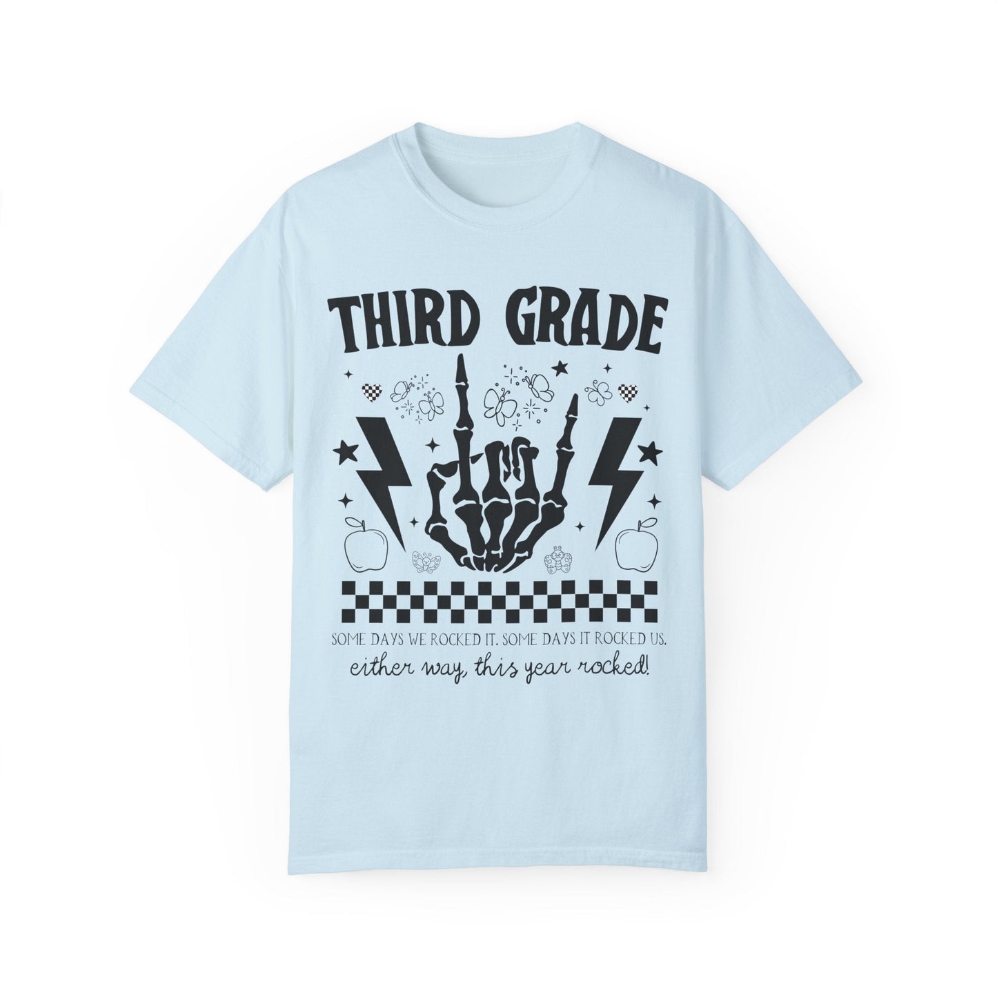 This Year Rocked T-Shirt - Funny Last Day of School Rocker Skeleton Tee for Third Grade Teachers, Comfort Colors