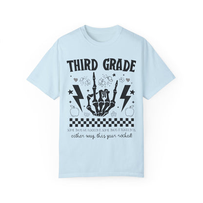 This Year Rocked T-Shirt - Funny Last Day of School Rocker Skeleton Tee for Third Grade Teachers, Comfort Colors