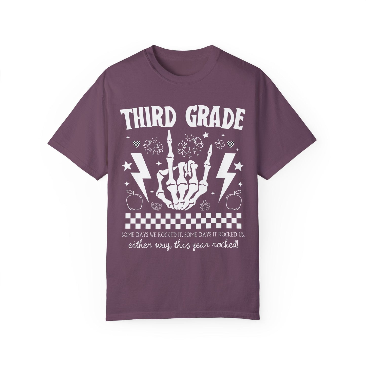 This Year Rocked T-Shirt - Funny Last Day of School Rocker Skeleton Tee for Third Grade Teachers, Comfort Colors