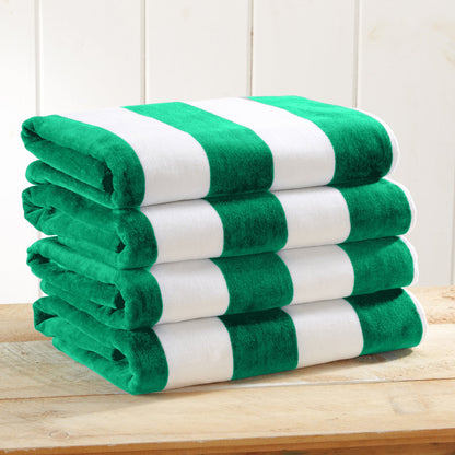 100% Cotton Velour Cabana Stripe Beach Towels - Novia Collection, Great Bay Home