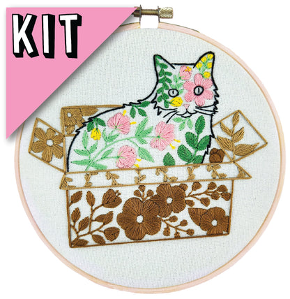 Belle In a Box Floral Cat Embroidery Kit