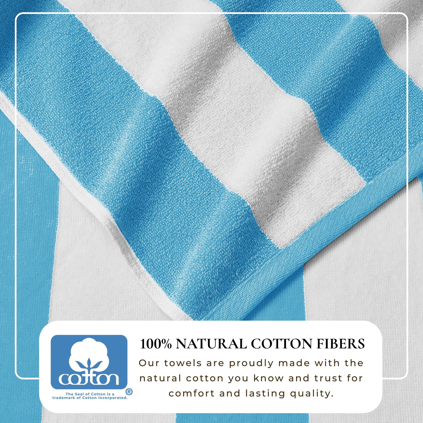 100% Cotton Velour Cabana Stripe Beach Towels - Novia Collection, Great Bay Home