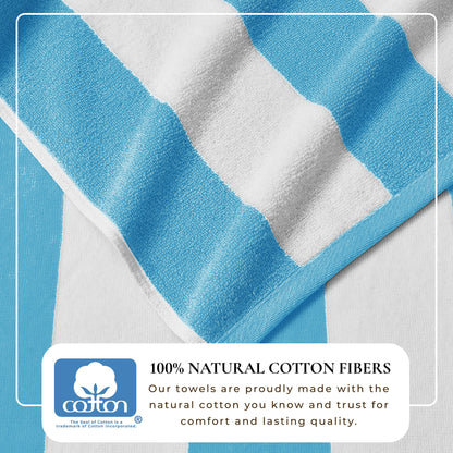 100% Cotton Velour Cabana Stripe Beach Towels - Novia Collection, Great Bay Home