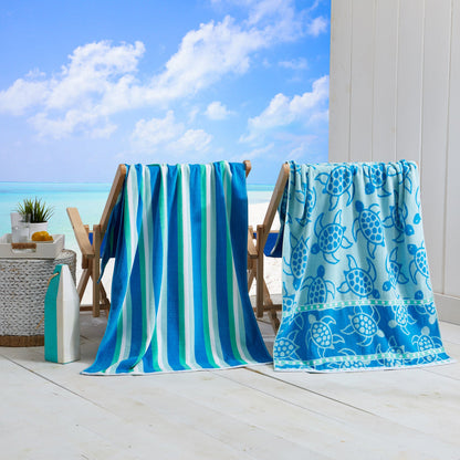 100% Cotton Velour Beach Towels 2-Pack - Maui Collection, 30" x 60"